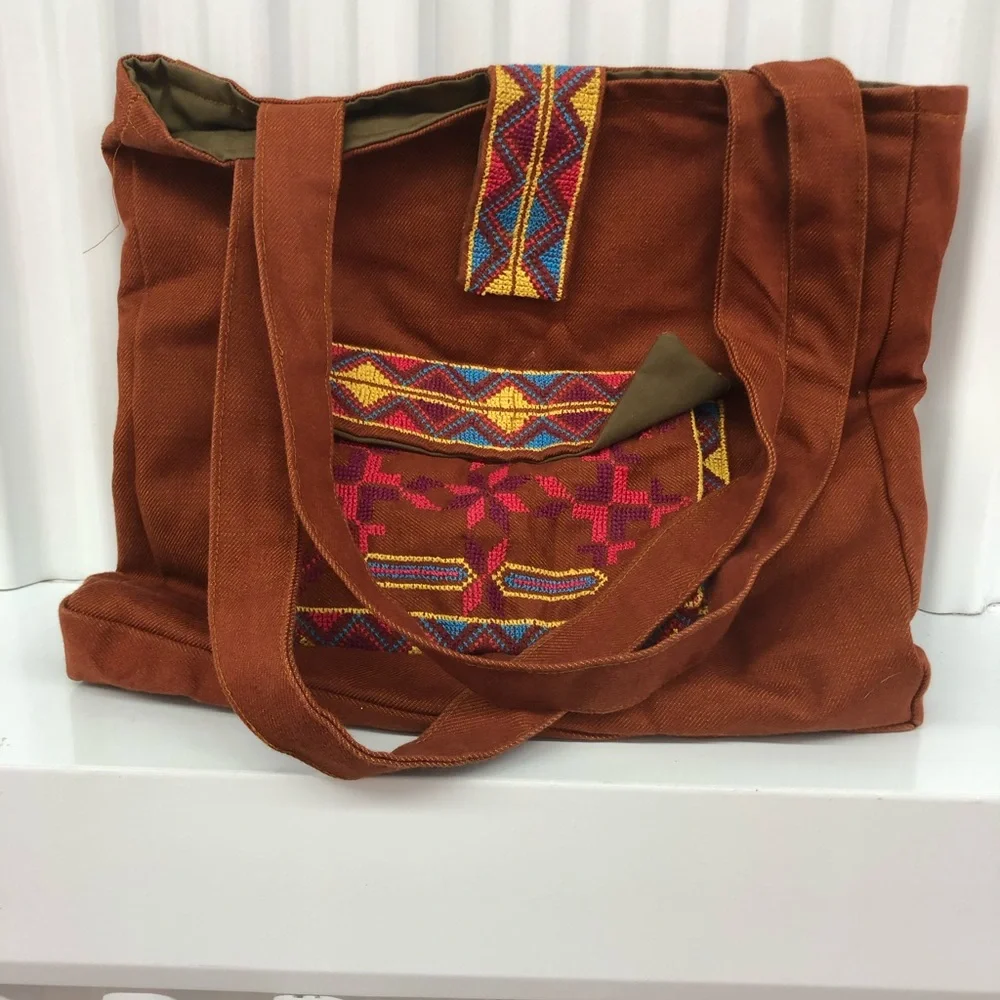 Tribal Print Rust Tote Bag